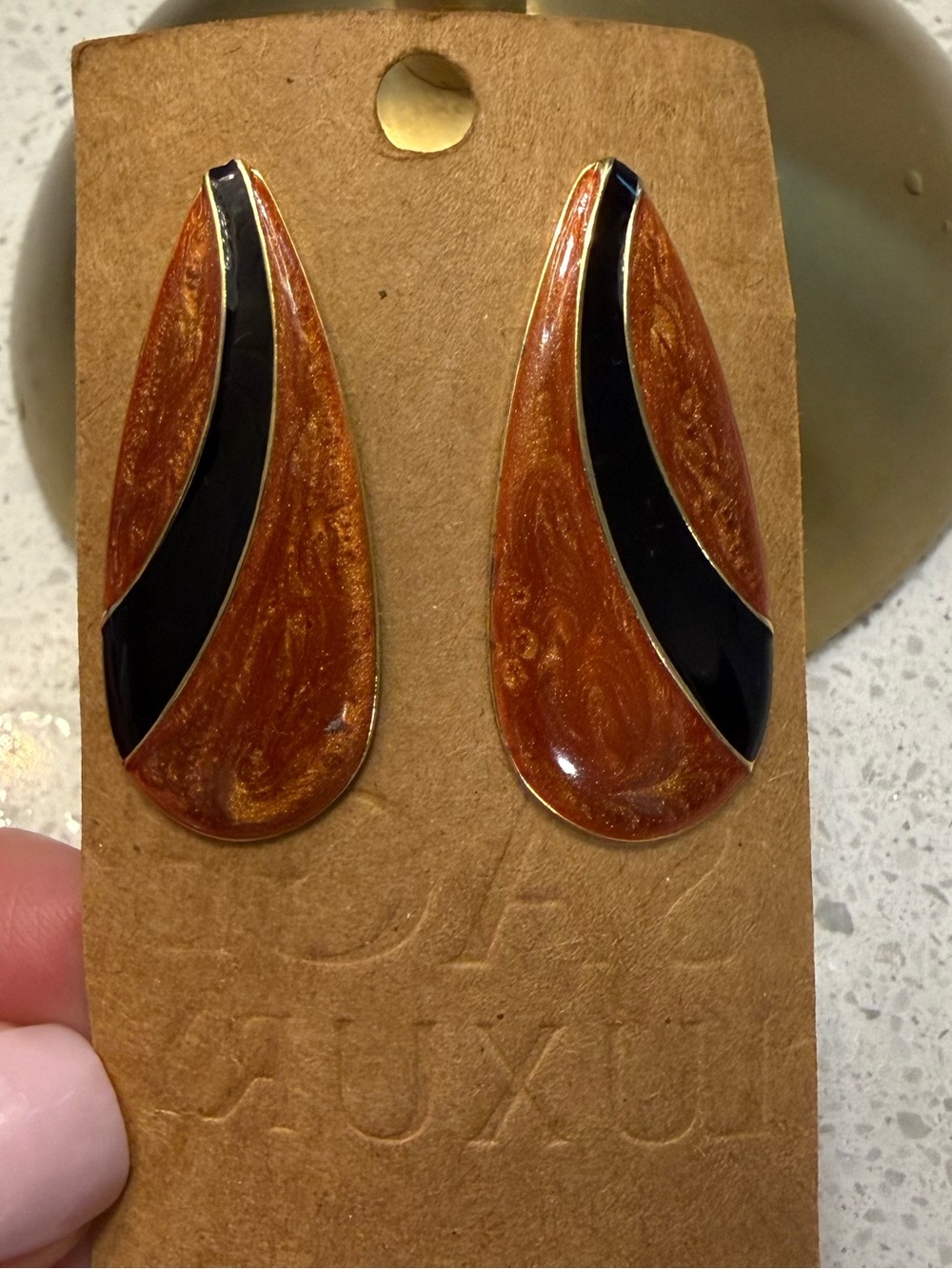 Swirl Teardrop Earrings with Black Inlay